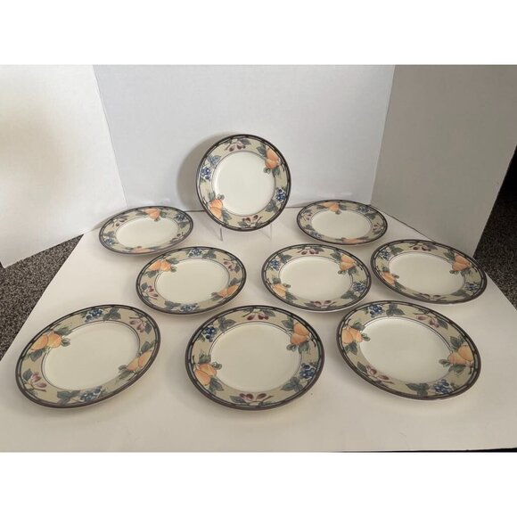 MIKASA Garden Harvest Intaglio CAC29 Bread / Dessert Plates 6 3/4" Inch Set of 9 - Picture 1 of 6